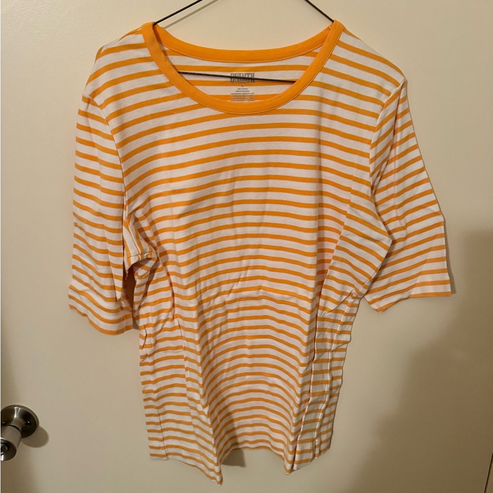 100% cotton soft Duluth yellow striped tshirt